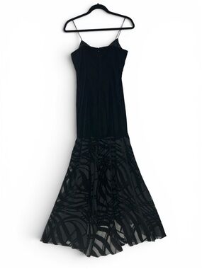 Vintage Cache Gown Dress Black Zip Up Back Spaghetti Strap Womens Size 4